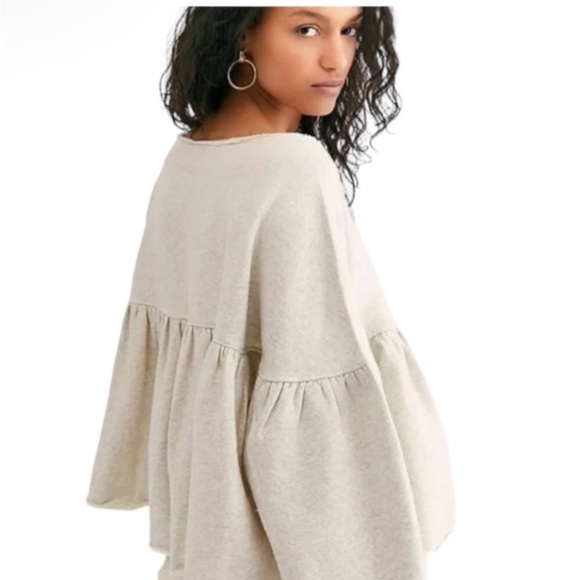 Free people sweater Lucy pullover crewneck gray cream - Picture 2 of 3